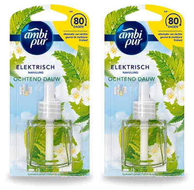 Produktbild von 2 x Ambi Pur Elektrischer Duftstecker Nachfüller - Morgentau 20 ml - Vorteilspackung - 2 Stücke