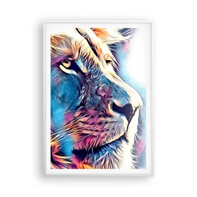 Produktbild von Gerahmtes Poster - Weißer Rahmen - Löwe Mähne Märchen - 70x100 cm - Wand Bild - Wanddeko - Wandbilder - Kunstposter - Wandposter - Bilderrahmen - Bilder - Kunstdruck - P2WPA70x100-4713