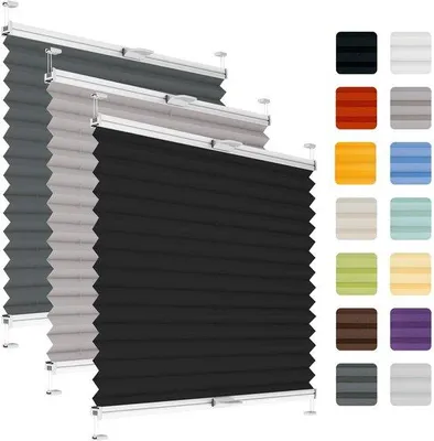 Produktbild von Famanu Plissee-Rollo ohne Bohren - 60 x 100 cm, schwarz