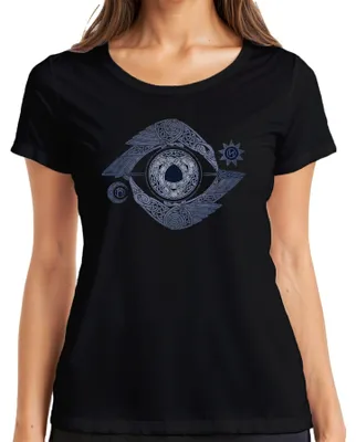 Obrázok produktu pre Dámske tričko Viking Valknut Eye Raven Knot Pattern Norse Mythology, čierne, XXL