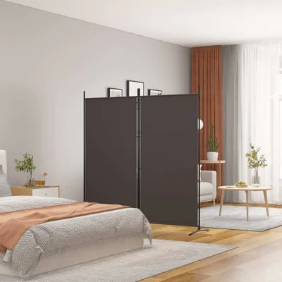 Produktbild von vidaXL 2 tlg. Paravent Braun 175x180 cm Stoff - Raumteiler - Paravent - Raumtrenner - Trennwand