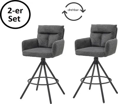 Produktbild von Barhocker >Solveig< (2er-Set) in grau/schwarz - 54x103,5x60 (BxHxT)