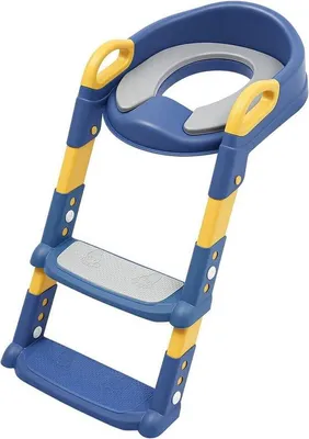 Productafbeelding van Kinder toiletbril - Met trapje - Zindelijk worden - 6-voudig verstelbaar - 44 x 34 cm - Blauw
