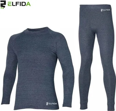 Produktbild von Elfida - Thermounterwäsche Set Herren - Thermohemd und Thermohose Anthrazit - Thermounterwäsche Herren - Größe XL