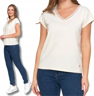 Produktbild von Moraj | Damenbluse - Größe L - Spitzen-dekolleté - Kurzarm - T-shirt
