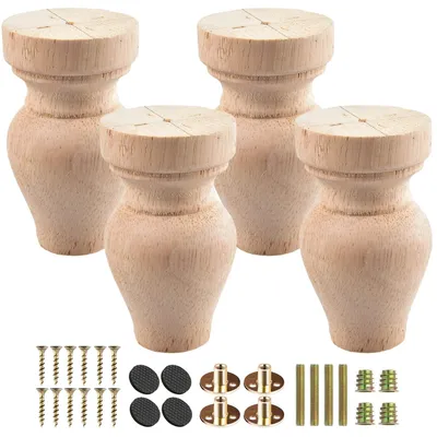 Immagine prodotto di 4 gambe in legno per mobili, ideali per progetti fai-da-te