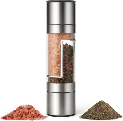 Imagen del producto de Molinillo de sal y pimienta 2 en 1, ajustable, de acero inoxidable, unidad individual, para la cocina