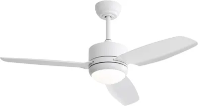 Produktbild von AIORBER Deckenventilator, 3 Flügel 46“, 18W LED 3 Lichtfarben, 3000K-6000K, mit Fernbedienung, 6 Geschwindigkeitsstufen,Timer,umschaltbarer Motor,Weiß