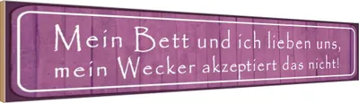 Produktbild von vianmo Holzschild 10x46 cm mein Bett und ich lieben uns Spruch Zitat