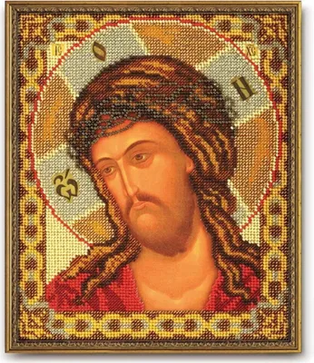 Produktbild von RTO Perlenstichset "Ikone Christus in der Dornenkrone " RB-177, Stickbild vorgezeichnet, 20x24 cm