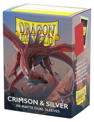 Produktbild von Dragon Shield Standard Size Dual Matte Sleeves - Crimson & Silver (100 Sleeves)