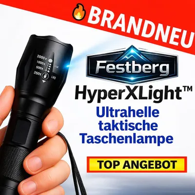 Produktbild von HyperXLight Pro™ ultrahelle taktische LED Taschenlampe mit Zoom - extrem stark!