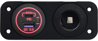 Produktbild von ProRide 12-24V USB/USB-C Einbauladegerät 2 Ports 65W QC3.0 Rot, KI-generiertes Bild