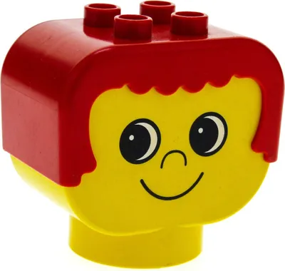 Produktbild von 1x Lego Duplo Primo Baby Figur Kopf gelb rot Bau Stein dup007