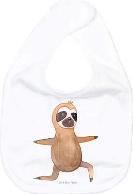 Produktbild von Mr. & Mrs. Panda Lätzchen Faultier Yoga - Weiß - Geschenk, Namaste, Yogaübungen, Kinderlätzchen, Für Babys, Schlabberlatz, Schlabberlätzchen, Sabberlätzchen