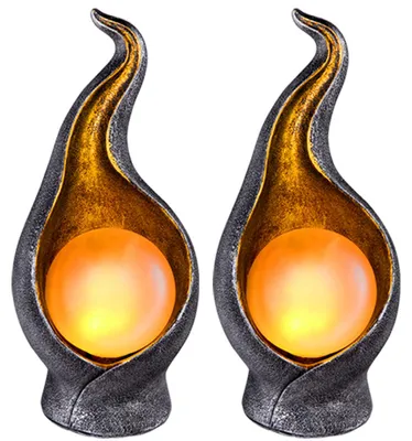 Produktbild von 2er Set LED Gartenleuchte, Silber, Gold, Kugel, H 26,5 cm