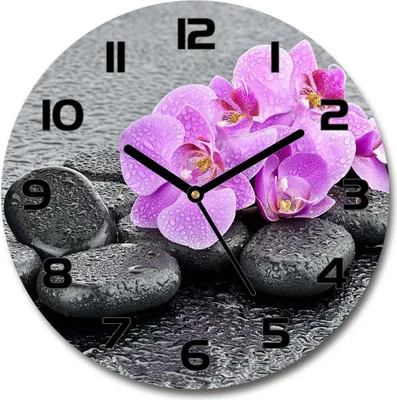 Produktbild von Wanduhr aus Glas 30fi Glasbild Glasuhr Gehärtetes Glas - schwarze-zeiger - Orchids stones