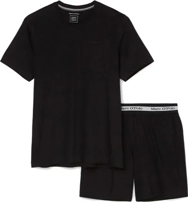 Produktbild von Marc O Polo Herren Schlafanzug Set - kurz, Rundhals-Ausschnitt, Baumwolle Schwarz S