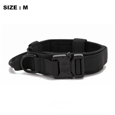 Produktbild von strapazierfähiges Hundehalsband für große und mittelgroße Hunde - Professionelles Halsband mit Griff(Schwarz, M)