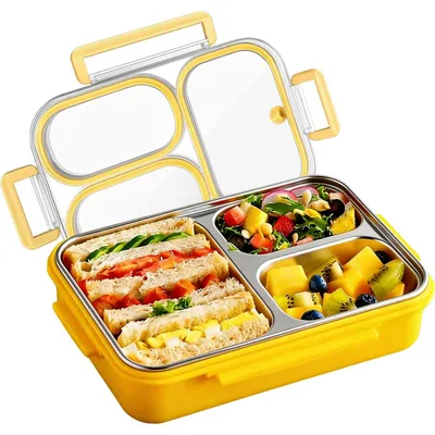 Edelstahl-Lunchbox 3 Fächer 820 ml auslaufsicher spülmaschinengeeignet