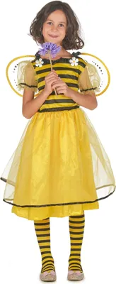 Produktbild von Kleine Biene Mädchenkostüm für Kinder Fasching gelb-schwarz S 5-6 Jahre (105-116 cm)