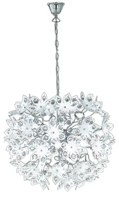 Immagine prodotto di Elegante lampada a sospensione,  con fiori di cristallo e pietre in acrilico Ø50cm E14