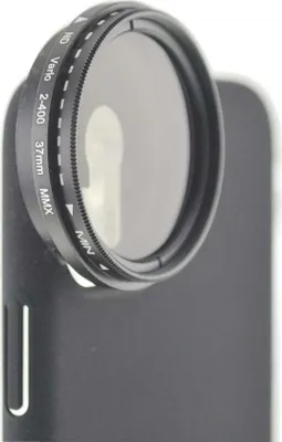 Produktbild von SYSTEM-S ND Vario Filter 37mm Neutraldichtefilter Schwarz mit Hülle kompatibel mit iPhone 12 Pro Max