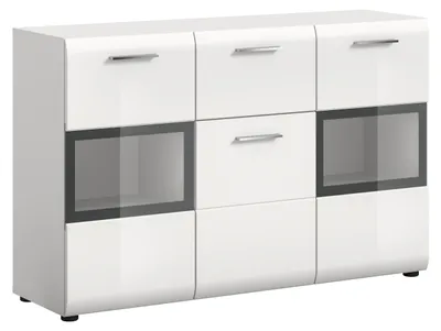 Produktbild von Sideboard >Ice< in Weiß / Weiß Hochglanz - 125x81x37cm (BxHxT)
