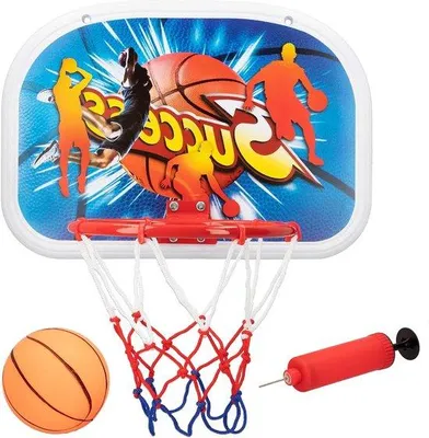 Obrázek produktu pro Basketbalový koš pro děti - 46 x 33 cm - mini basketbalový koš - průměr 13 cm - včetně ruční pumpy - od 3 let