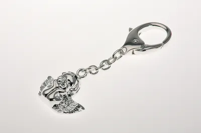 Produktbild von Schlüsselanhänger Schutzengel mit Karabiner versilbert L 10,0cm