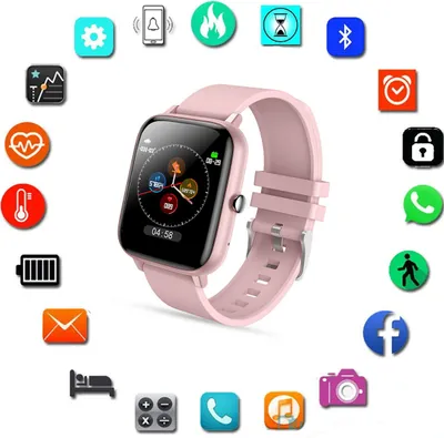 Produktbild von Smart watch Bluetooth Uhr Fitness Tracker mit Blutdruckmessung Fitness Armband mit Pulsuhr Schlafmonitor Schrittzähler pink