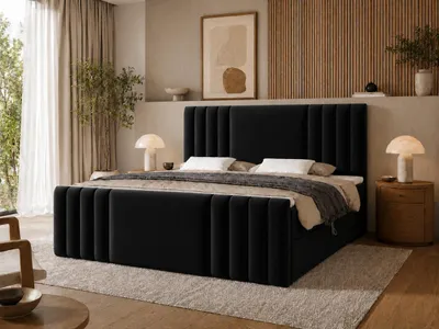 Produktbild von Emlar Boxspringbett Sava MAX 200x200 - Bett mit Matratze und Topper - Boxspringbett mit Bettkasten und Matratze - Boxspringbett Schwarz (Magic Velvet 2219)
