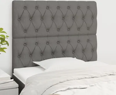 Produktbild von The Living Store Kopfteile 2 Stk. Dunkelgrau 100x7x78/88 cm Stoff