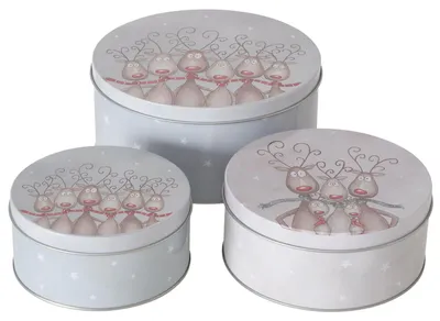 Produktbild von 3tlg Set Gebäckdose Magnus rund Ø13,5-20cm aus Metall Plätzchenbox Weihnachtskekse