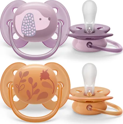 Zdjęcie produktu dla Philips AVENT SCF091/18 smoczek dla niemowlt Ultra mikki smoczek silikonowy ortodontyczny pomaraczowy, fioletowy