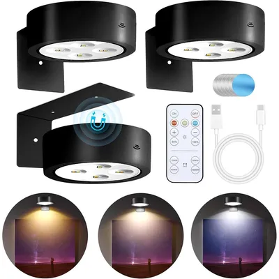 Produktbild von LED Bildbeleuchtung,3 Stück Akku Wandleuchte Innen,LED Wandlampe mit Fernbedienung,Timer,3 Farbtemperaturen,für Bilder Dartboard Fotorahmen Portrait