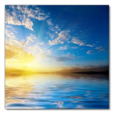 Produktbild von Wallario selbstklebende Möbelfolie/ Tischdecke für Innen und Außen, Größe: 90 x 90 cm - Sonnenuntergang über dem Meer I