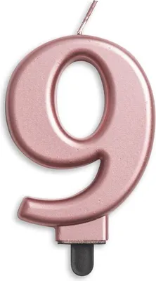 Produktbild von Rosegoldene Zahlenkerze Metallic Zahl 9