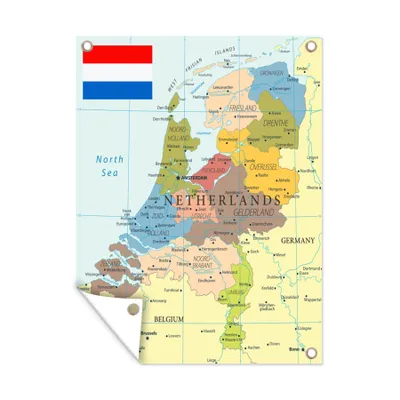 Obrázek produktu pro MuchoWow® Zahradní plakáty - Barevná mapa Nizozemska - 160x120 cm - Zahradní dekorace