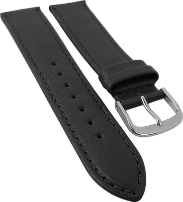 Produktbild von Taurus XL Uhrenarmband | Kalbsleder schwarz, Herren Überlänge 30175, Stegbreite:18mm, Schließe:Silbern