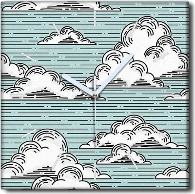 Produktbild von Coloray Uhr auf Leinwand 30x30 cm Wand Uhr Dekoration Wohnzimmer Segeltuch weiße Zeiger -Wolken Himmel Abstraktion.