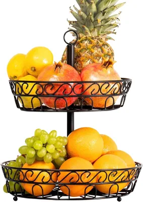 Image de Panier à fruits - Design élégant - 30 cm - Noir. Idéal pour organiser votre cuisine