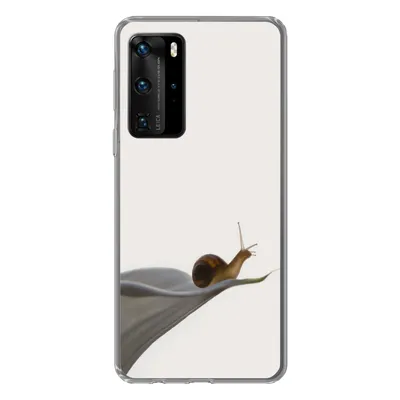 Produktbild von MuchoWow® Handyhülle Schutzhülle Hülle für Huawei P40 Pro Schnecke - Lilie - Grau Silikon Softcase Handy Hülle - Schutz