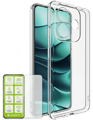 Immagine prodotto di Per Xiaomi Redmi Note 14 5G Custodia protettiva in silicone TPU sottile trasparente + vetro temperato H9