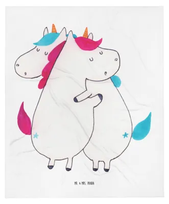 Produktbild von Mr. & Mrs. Panda Schlummerdecke Einhörner Umarmen - Weiß - Geschenk, Kinderwagendecke, Fleecedecke, Liebe, Unicorn, Erstlingsdecke, Einhorn, Kinderdecke, Freundin, BFF