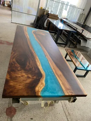 Produktbild von Moderne Tische Esstisch Design Tisch Harz Meer Fluss Möbel 220x90 Epoxid Ozean