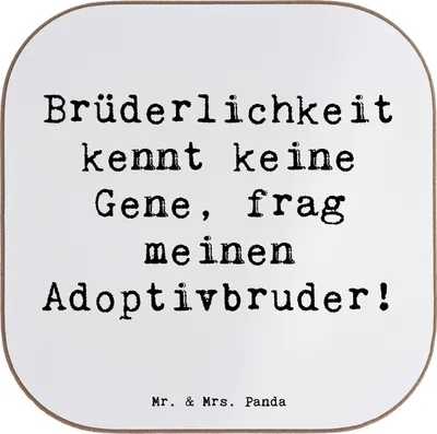 Produktbild von Mr. & Mrs. Panda Personalisierter Untersetzer Adoptivbruder Liebe - Weiß - Geschenk, Bierdeckel, Verbundenheit, handgemacht, Adoption, herzerwärmende Sprüche, Familie