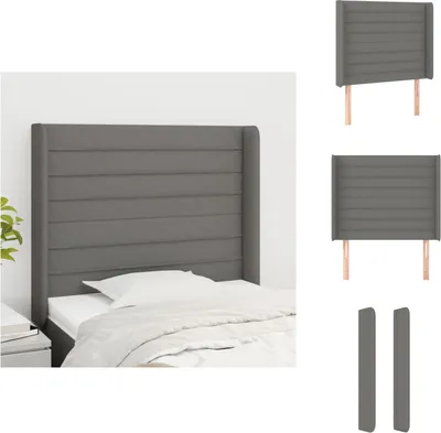 Produktbild von vidaXL Kopfteil mit Ohren Dunkelgrau 103x16x118/128 cm Stoff -  Kopf- & Fußenden