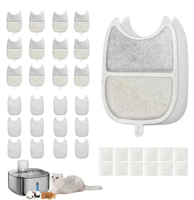 Produktbild von Katzenbrunnen Filterset 12er Pack für YPD-C004 | Aktivkohle, Schaumstoff, Pumpenschwamm