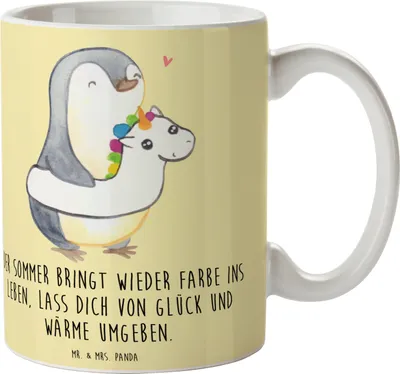 Produktbild von Mr. & Mrs. Panda Kaffeetasse Sommerfarben - Gelb Pastell - Geschenk, Summer Vibes, Lebensfreude, Sommerprodukte, Feelings, Frühling, Sommer, Tasse, Kaffeebecher, Strand